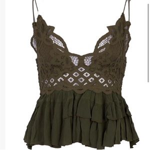 Free People Adele olive sparrow top